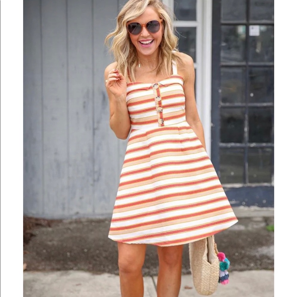 Francesca's Miami Striped Button Dress WITH BUTTON UP size S